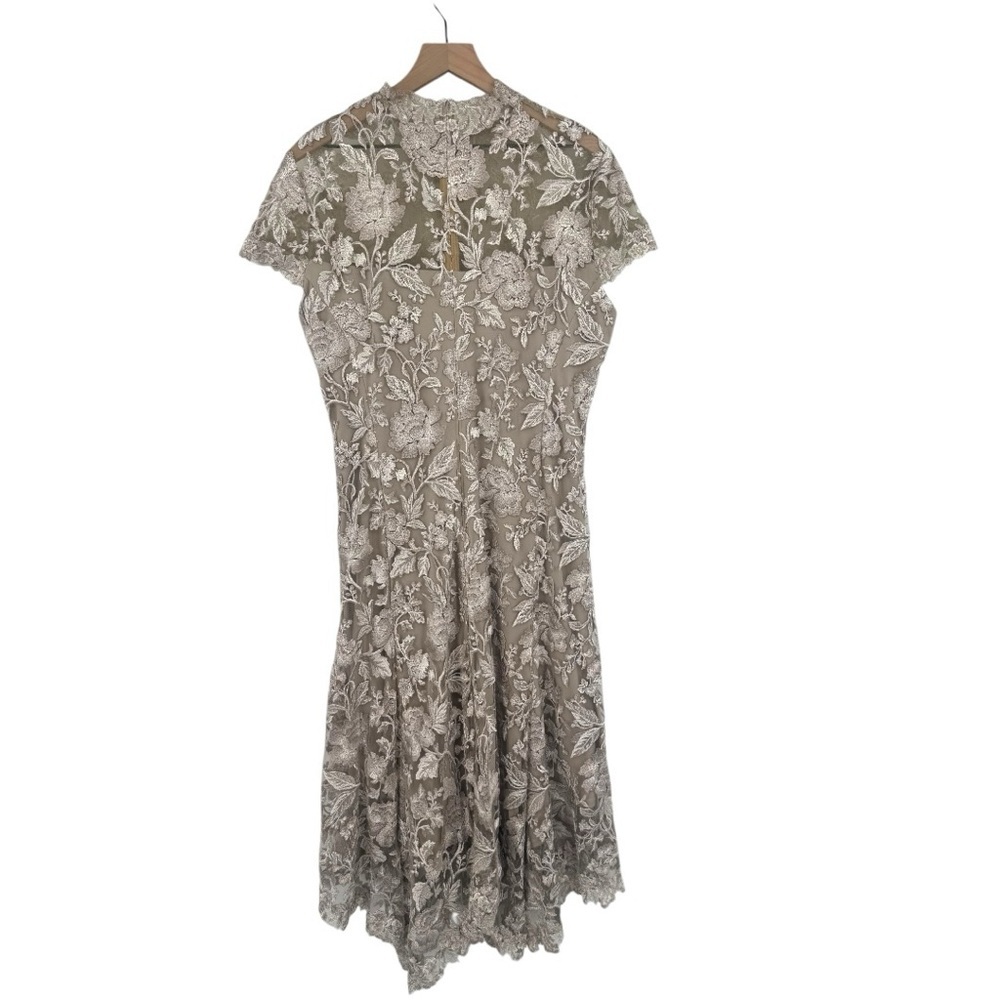 Tadashi Shoji Isa Dress Lace Embroidered Tea Length Size 18 - Picture 5 of 10